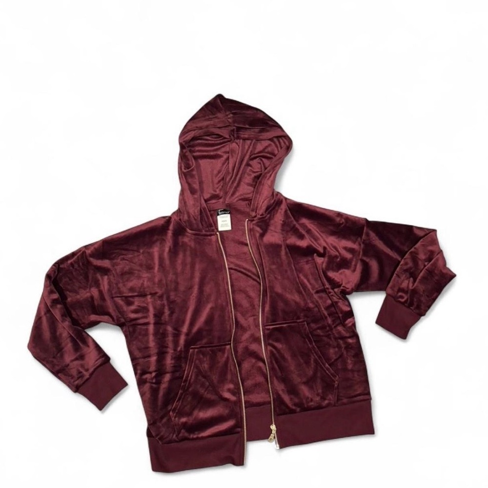 ✨ Burgundy Y2K velvet zip up hoodie✨